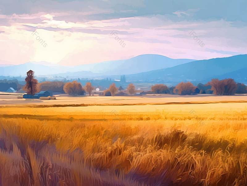 手绘夏季小满乡村田园田地里的橙黄色的农作物小麦麦穗谷物丰收背景手绘插画,插画/手绘图,插画/手绘图库,插画/手绘图下载,插画/手绘